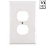 Leviton 1-Gang White Duplex Outlet/Receptacle Nylon Midway/Midsize Wall Plate (10-Pack) - M52-00PJ8-0WM