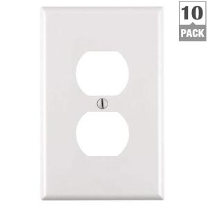 Leviton 1-Gang White Duplex Outlet/Receptacle Nylon Midway/Midsize Wall Plate (10-Pack) - M52-00PJ8-0WM