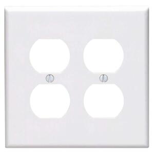 Leviton 2-Gang White Duplex Outlet/Receptacle Nylon Midway/Midsize Wall Plate (1-Pack) - R52-0PJ82-00W