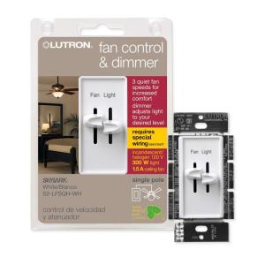 Lutron Skylark Combination Fan and Light Control, Single-Pole, White (S2-LFSQH-WH)