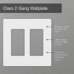 Lutron Claro 2 Gang Wall Plate for Decorator/Rocker Switches, Gloss, White (CW-2-WH) (1-Pack) - CW-2-WH