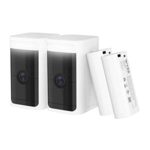 Wyze Battery Cam Pro 2-Pack, Wireless Indoor/Outdoor Home Security Camera, 2k HD Color Night Vision and Built-In Spotlight (WYZECOP_RB2PK)