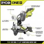 RYOBI(Tool Only) ONE+ 18V Cordless 7-1/4 in. Compound Miter Saw (P553)